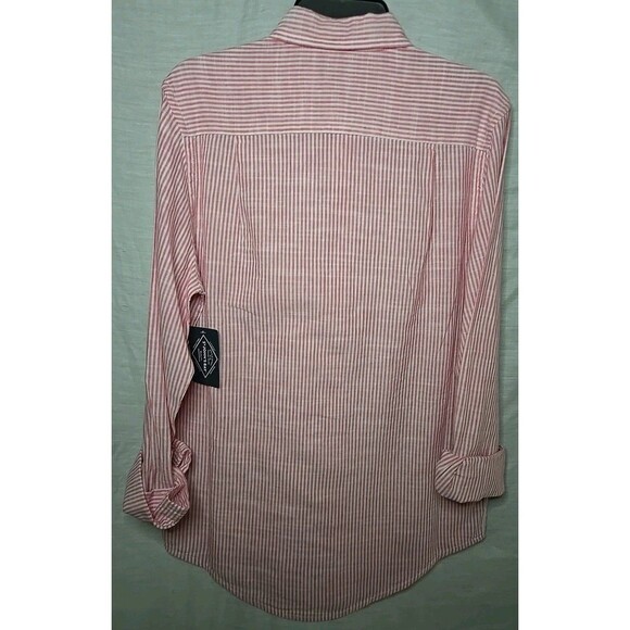 St John's Bay Classic Fit Long Sleeve Button Shirt, Sz Small, Rose Bengal NWT - Picture 4 of 8